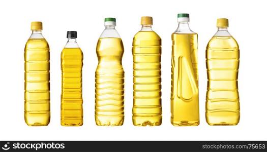vegetable or sunflower oil in plastic bottle isolated