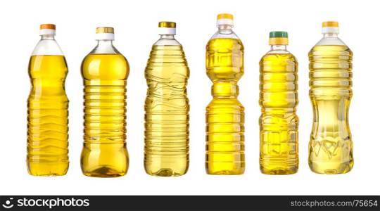 vegetable or sunflower oil in plastic bottle isolated