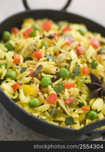 Vegetable Pilau Rice in a Balti Dish