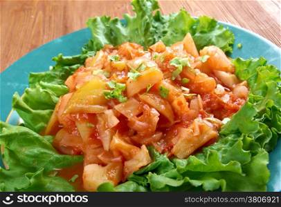 vegetable ragout with cabbage and sweet pepper