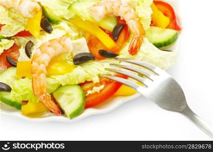 vegetable salad in plate on white