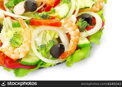 vegetable salad in plate on white