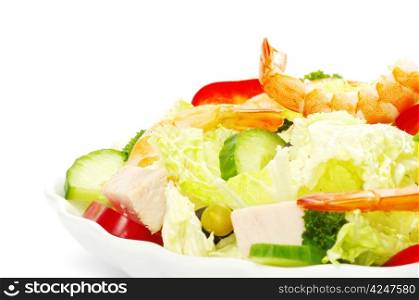 vegetable salad in plate on white