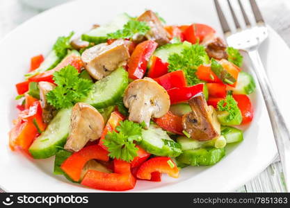 Vegetable salad with mushrooms