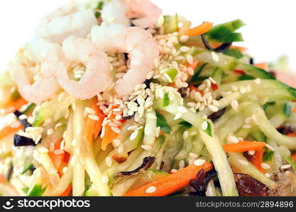 vegetable salad with shrimp and sesame. Chinese cuisine