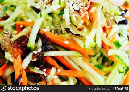 vegetable salad with shrimp and sesame. Chinese cuisine