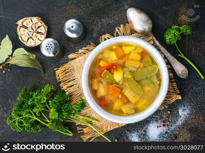 vegetable soup. Homemade chicken vegetable soup, stock photo