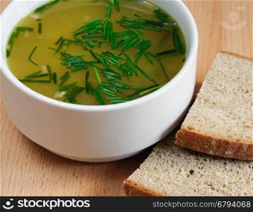 Vegetable soup with bread.