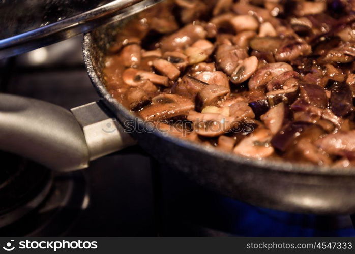 vegetable stew cooking in a pan on low heat