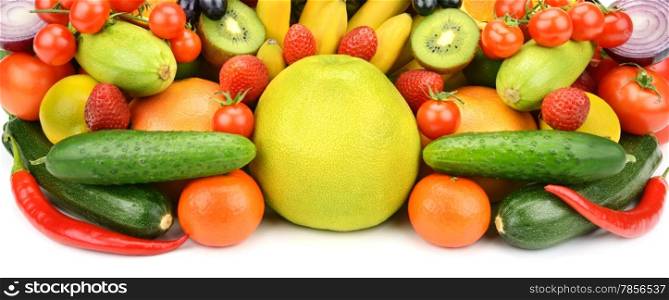 vegetables and fruits isolated on white background