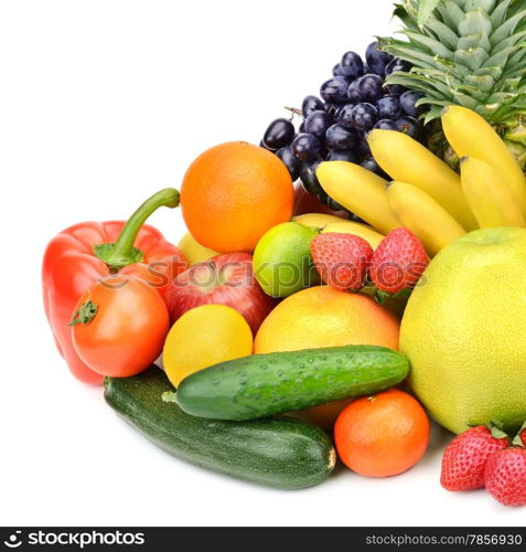 vegetables and fruits isolated on white background