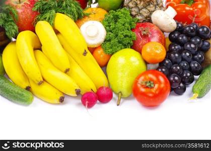 vegetables and fruits on white