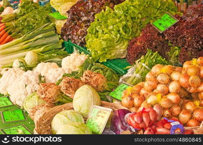 vegetables at a farmer market. variety of vegetables