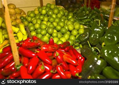 Vegetables at a market stall, Xochimilco, Mexico