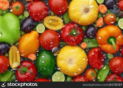 Vegetables background drops. Green nutrition. Generate Ai. Vegetables background drops. Generate Ai