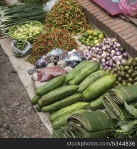 Vegetables for sale at market, Luang Prabang, Laos