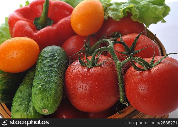 vegetables in the basket close up