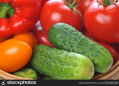vegetables in the basket close up
