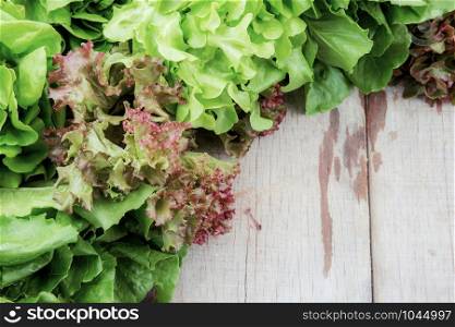 Vegetables of organic on wooden with background.
