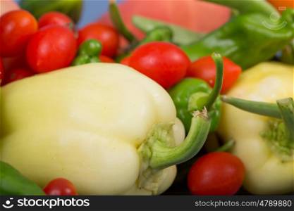 vegetables on a blue wooden surface
