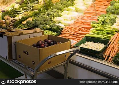 Vegetables on a supermarket shelf