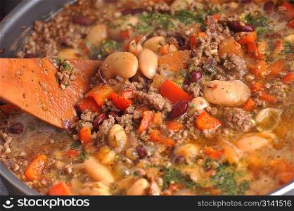 vegetables with spices and mincemeat