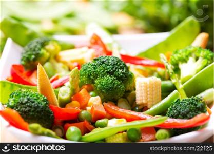 vegetarian food: mixed vegetables in a bowl