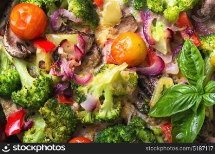Vegetarian Italian Omelette. Background of vegetarian Italian omelette frittata with vegetables
