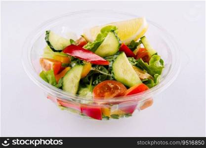 vegetarian salad of spring vegetables on plate