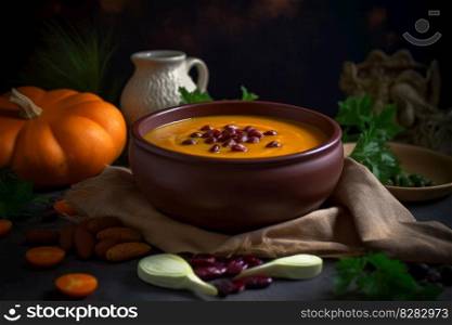 Vegetarian soup. Delicious food meal. Generate Ai. Vegetarian soup. Generate Ai