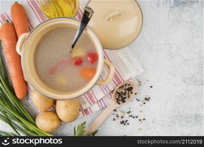 veggies soup pot natural ingredients