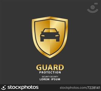 vehicle icon luxury shield, auto car gold guard insurance logo vector illustration