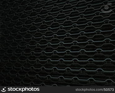 Vehicle radiator grille closeup background texture. Wavy Pattern, Metallic black Aluminium Material and Reflections. 3d rendering, 3d illustration
