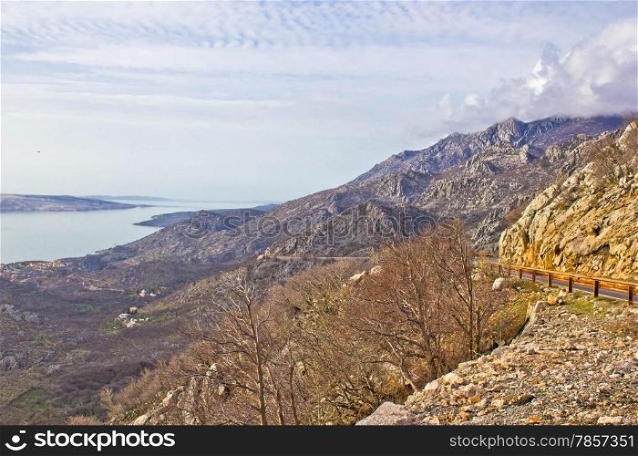 Velebit mountain cliffs and road, Coatia
