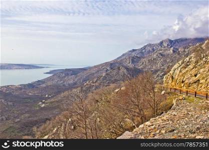 Velebit mountain cliffs and road, Coatia