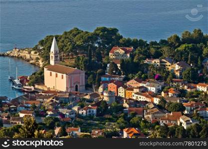 Veli losinj panoramic aerial view, Island of Losinj, Croatia