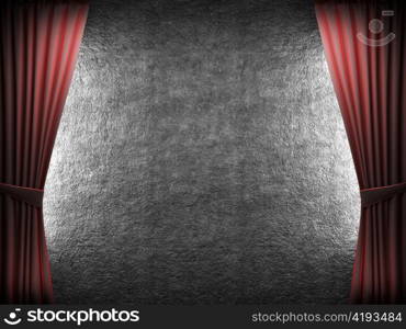 velvet curtain opening scene made in 3d