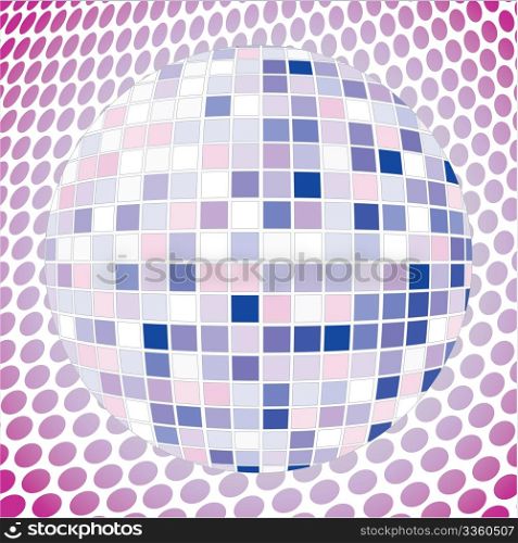 Velvet disco ball, vector background illustration