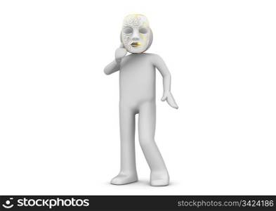 Venetian carnival mask - Clothes collection. 3d characters isolated on white background series
