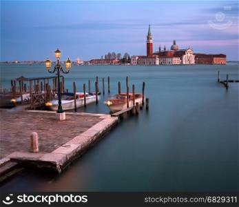 Venetian Lagoon and San Giorgio Maggiore Church in the Evening, Venice, Italy