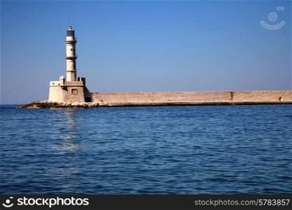 venetian lighthouse of Chania in the island of Creete, Greece