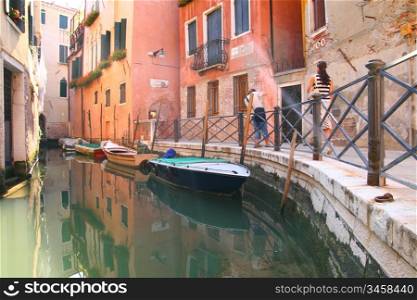 Venice a landscape channels and bridges the summer is beautiful gondola