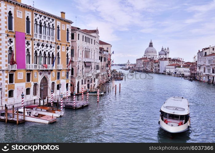 venice, beautiful romantic italian city on sea with great canal and gondolas