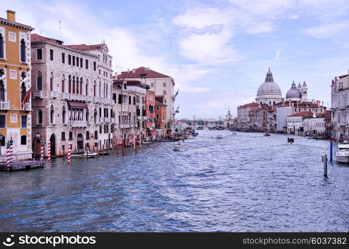 venice, beautiful romantic italian city on sea with great canal and gondolas