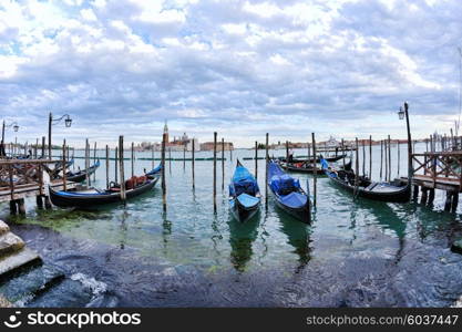 venice, beautiful romantic italian city on sea with great canal and gondolas