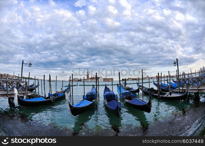 venice, beautiful romantic italian city on sea with great canal and gondolas