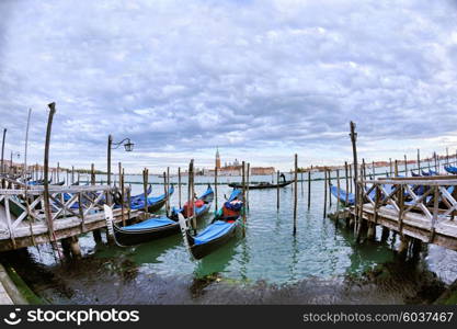 venice, beautiful romantic italian city on sea with great canal and gondolas