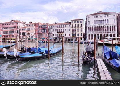 venice, beautiful romantic italian city on sea with great canal and gondolas