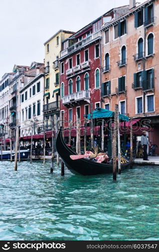 venice, beautiful romantic italian city on sea with great canal and gondolas