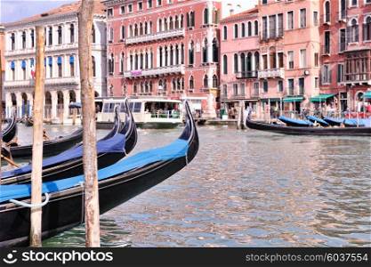 venice, beautiful romantic italian city on sea with great canal and gondolas